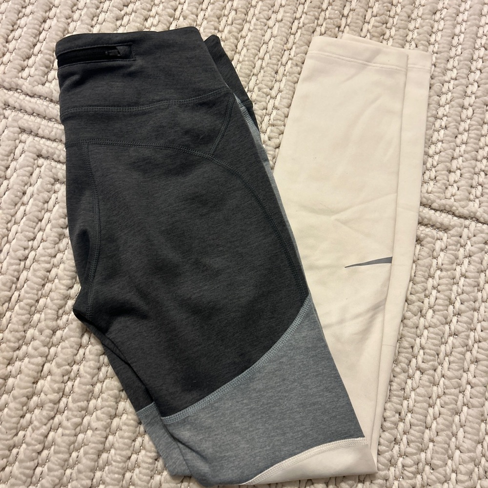 CU3401-068 Womens Nike Size small Runway Fast Warm Running Tights White and Gray - Picture 2 of 7